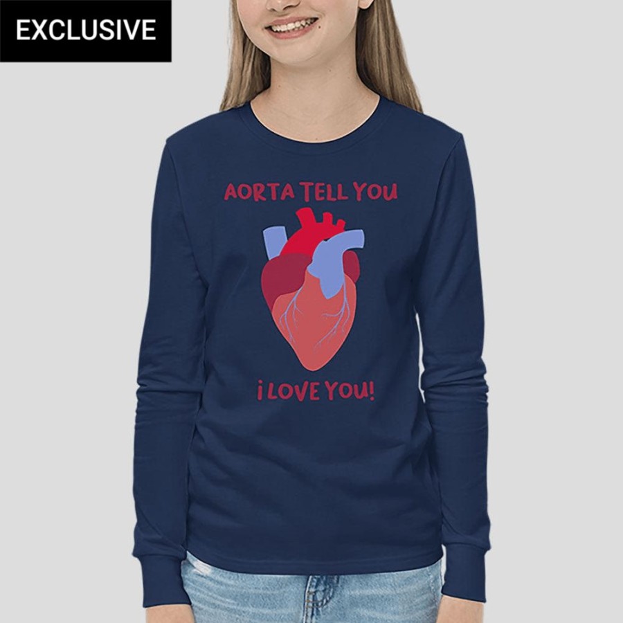 Kids & Babies * | Svaha Apparel Anatomical Heart Custom Long Sleeve Kids T-Shirt T-Shirts & Hoodies