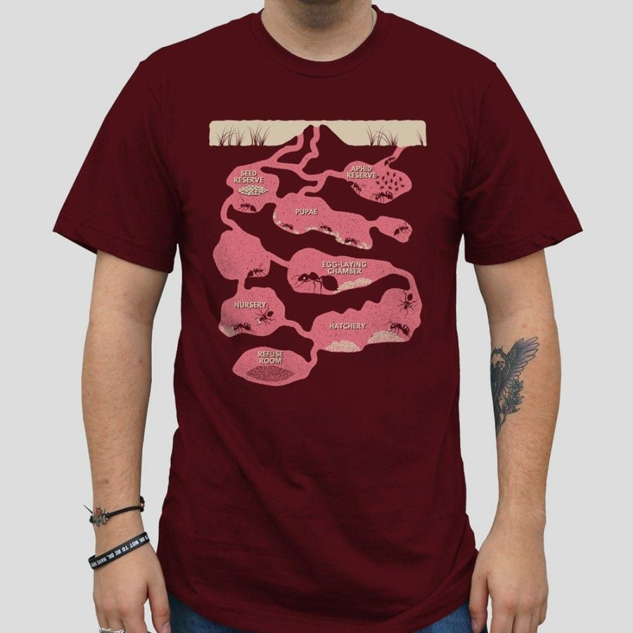 Adults * | Stretch Garments Ant Colony Unisex Adults T-Shirt [Final Sale] Burgundy