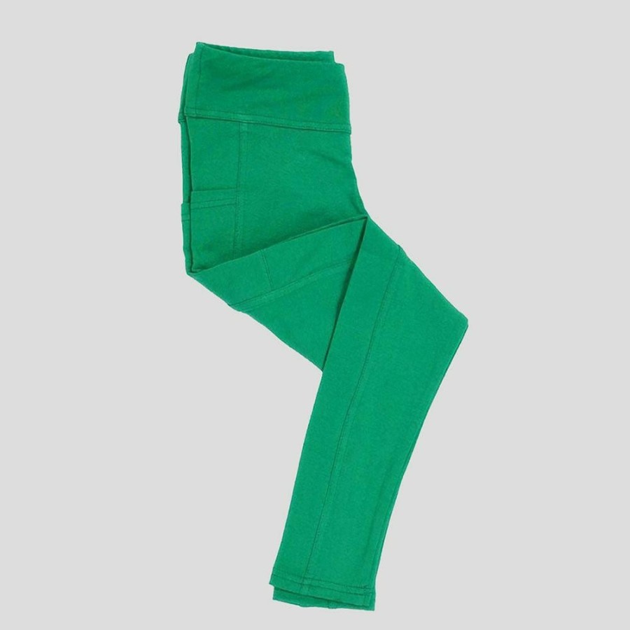 Kids & Babies * | Stretch Garments Kids Athletic Fit Leggings With Pockets [Final Sale] Green