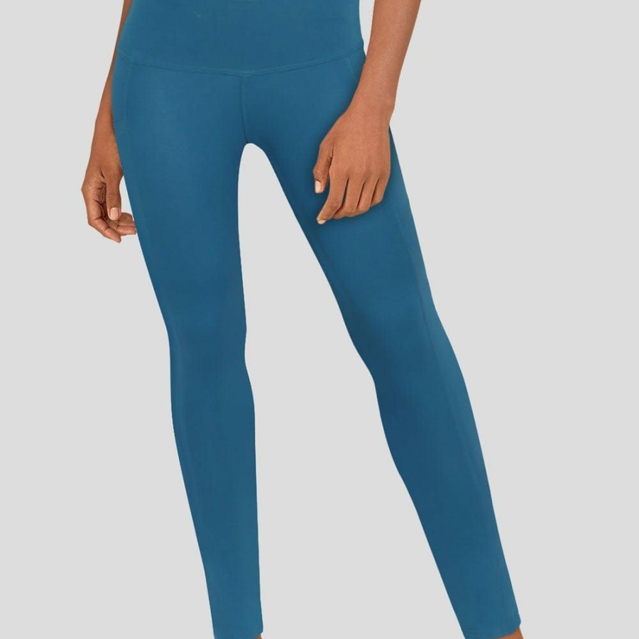 Adults * | Stretch Garments Adults Athletic Fit Leggings With Pockets Blue