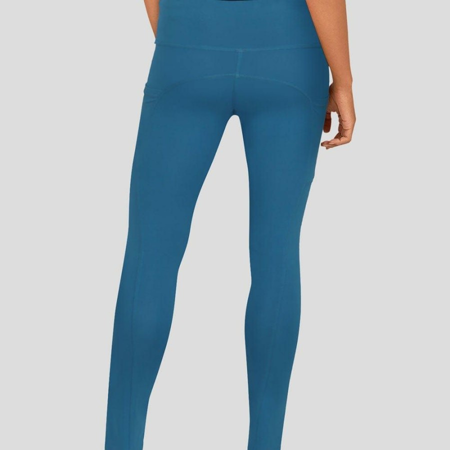 Adults * | Stretch Garments Adults Athletic Fit Leggings With Pockets Blue