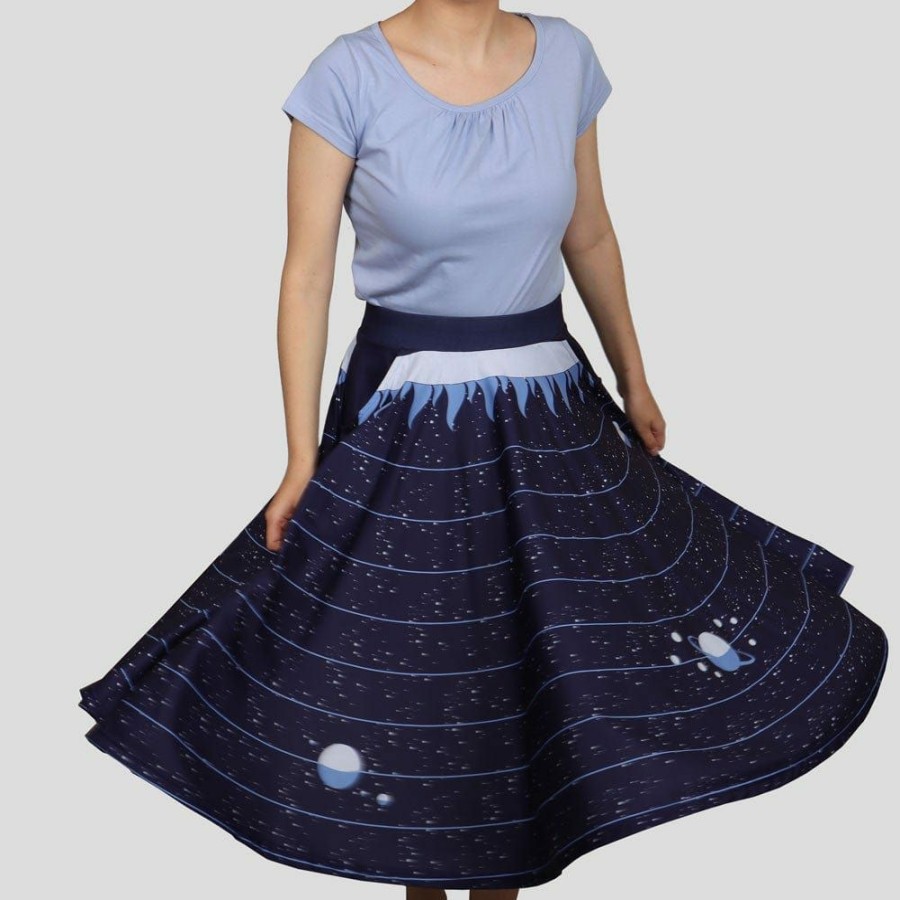 Adults * | Brothers Knit Garments Adults Solar System Twirl Skirt Blue