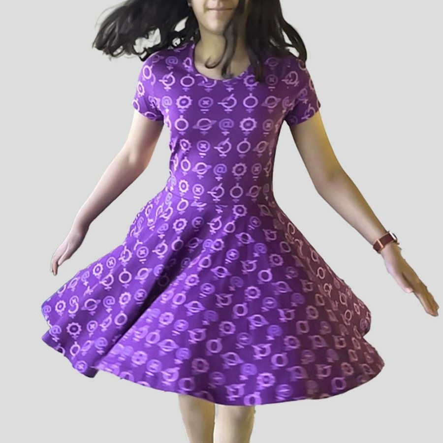 Kids & Babies * | Brothers Knit Garments Kids & Babies Steam Power Kids Twirl Dress Purple