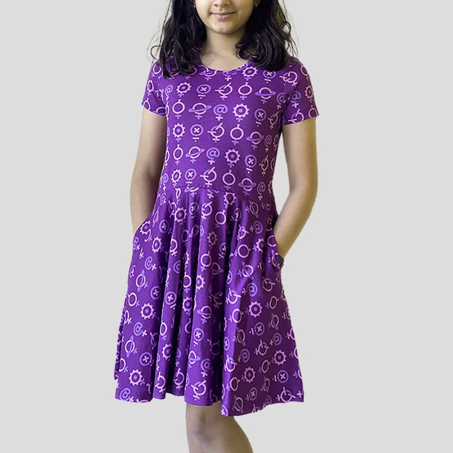 Kids & Babies * | Brothers Knit Garments Kids & Babies Steam Power Kids Twirl Dress Purple