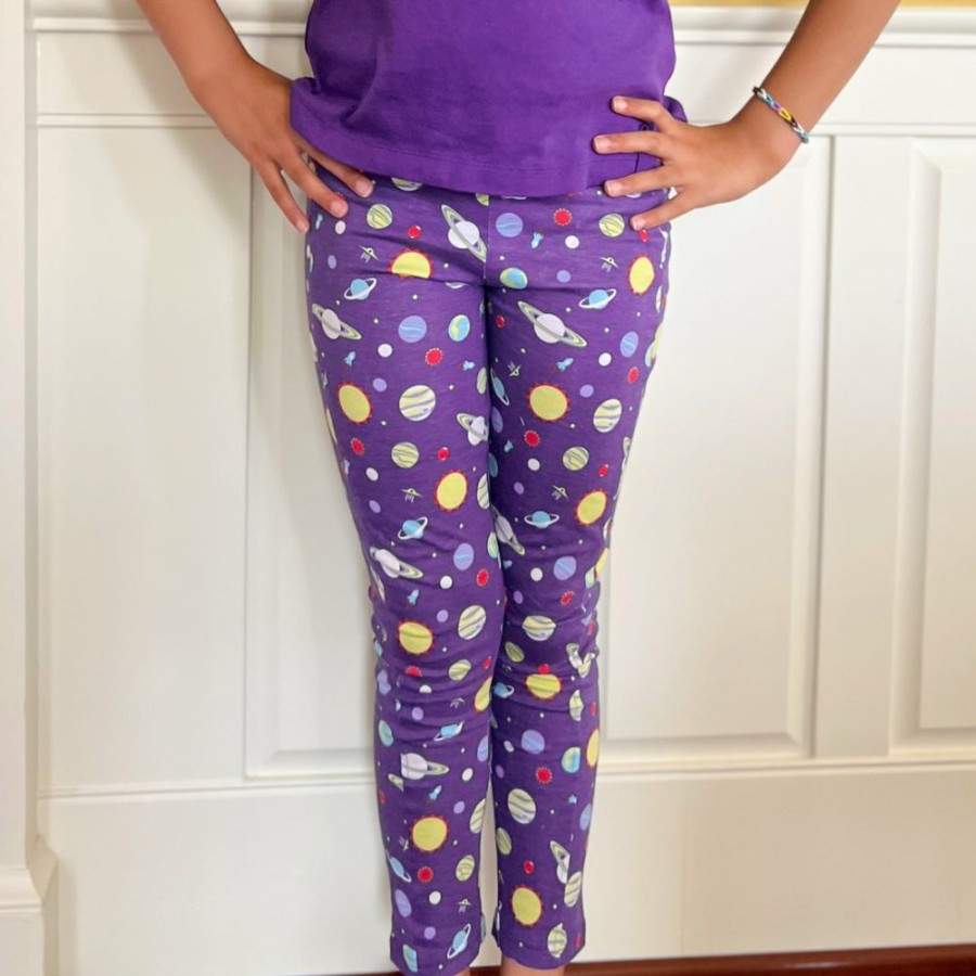 Kids & Babies * | Brothers Knit Garments Explore New Worlds Kids Leggings With Pockets Dusty Purple