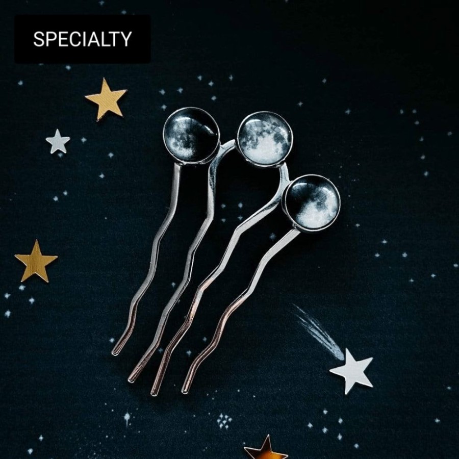 Accessories * | Yugen Tribe Accessories Moon Phase Trio Hair Pin