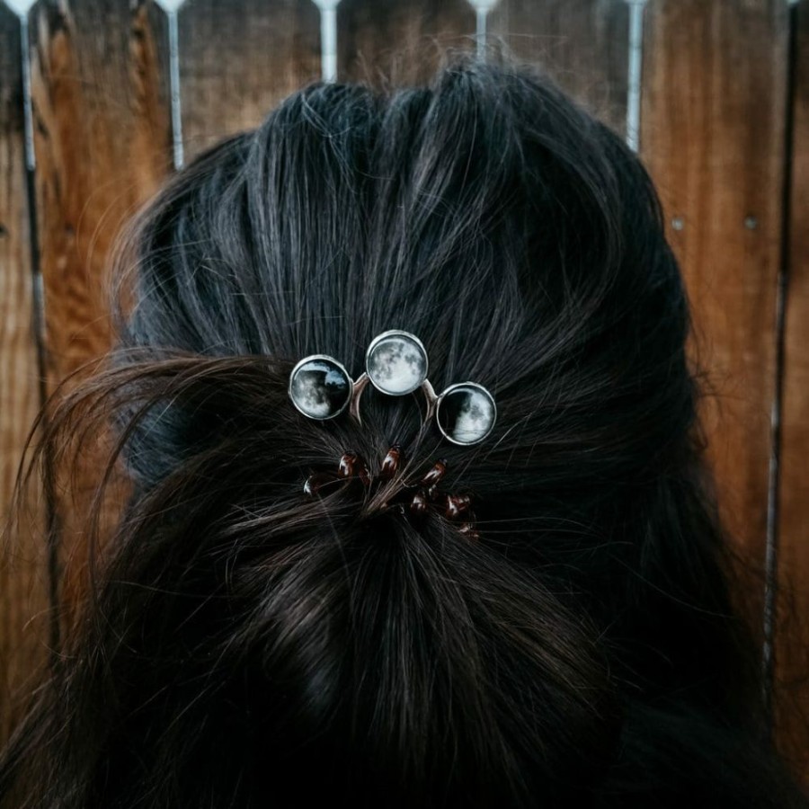 Accessories * | Yugen Tribe Accessories Moon Phase Trio Hair Pin