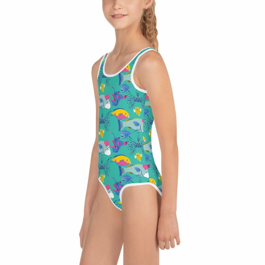 Kids & Babies * | Svaha Apparel Fintastic Friends Custom All-Over Print Kids Swimsuit Matching Family Sets