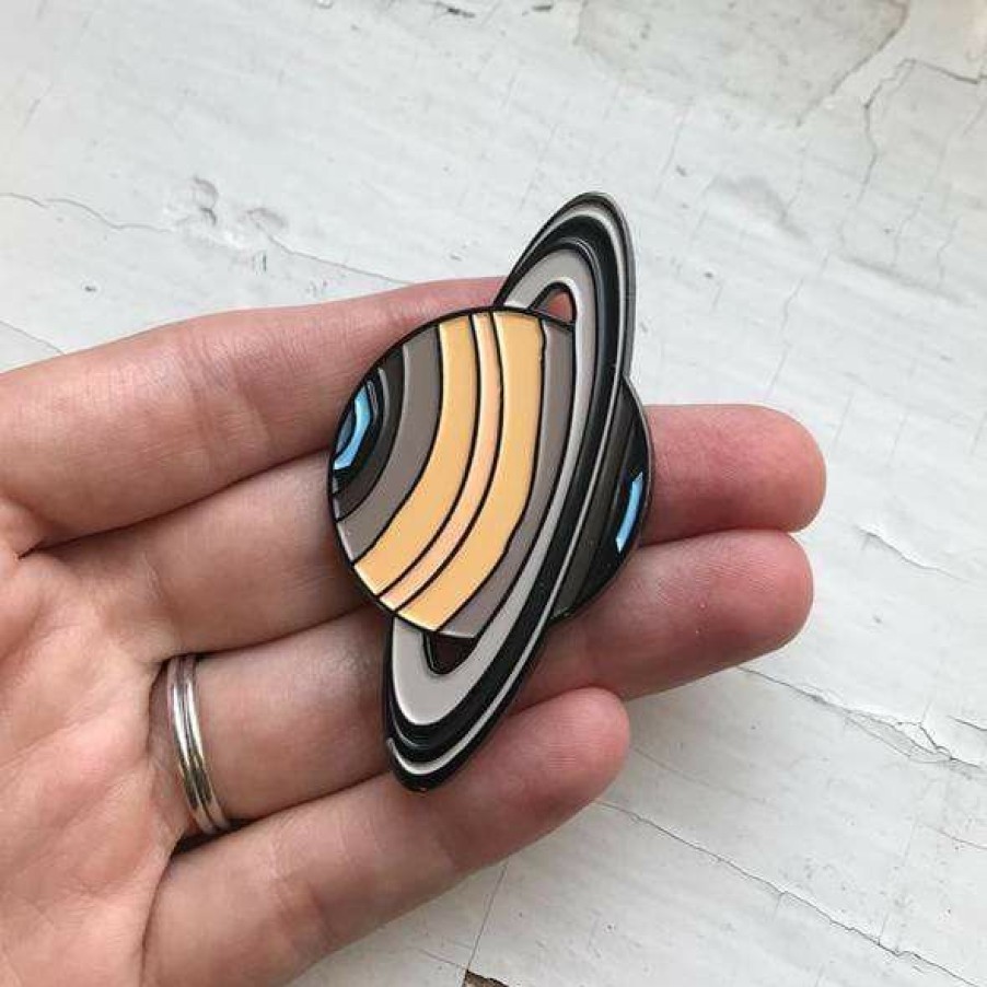 Accessories * | Yugen Tribe Accessories Saturn Enamel Pin Yellow/Black