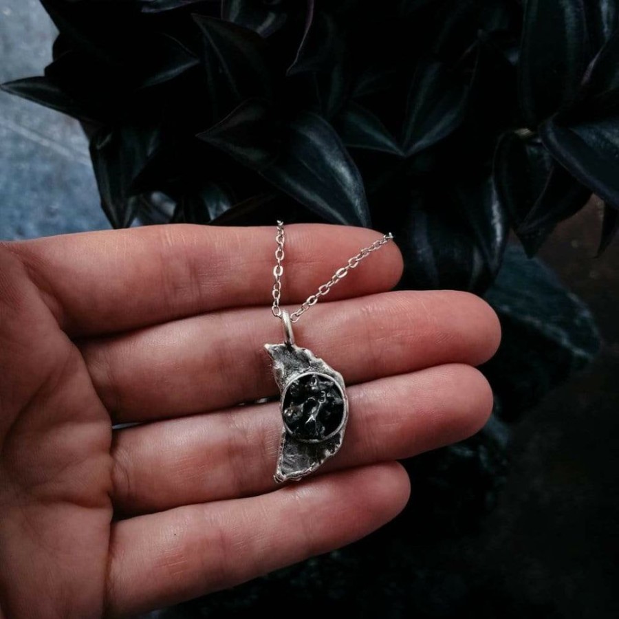 Accessories * | Yugen Tribe Accessories Crescent Moon Necklace With Authentic Meteorite