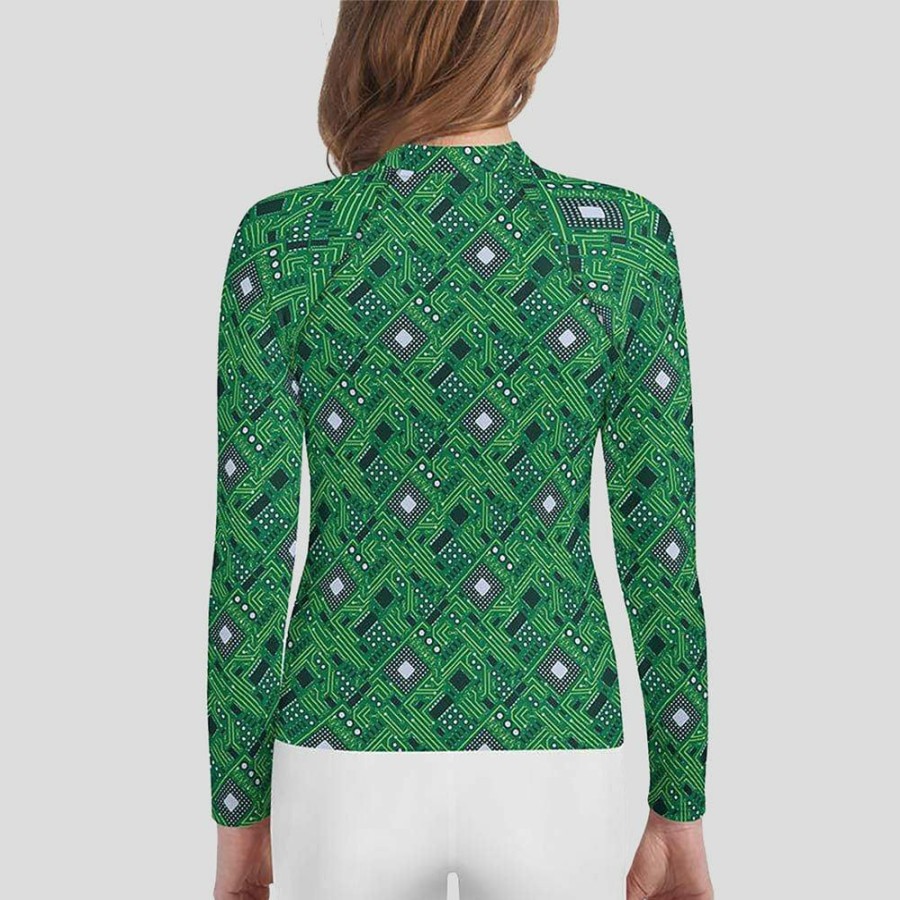 Kids & Babies * | Svaha Apparel Green Circuit Board Custom Youth Rash Guard