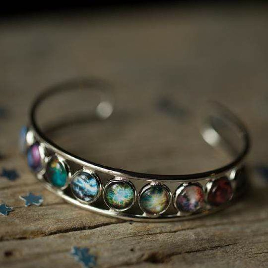 Accessories * | Yugen Tribe Accessories Nebula Rainbow Cuff Bracelet Silver