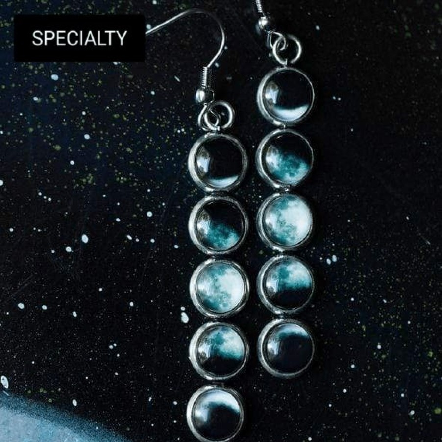 Accessories * | Yugen Tribe Accessories Moon Phase Earrings Silver