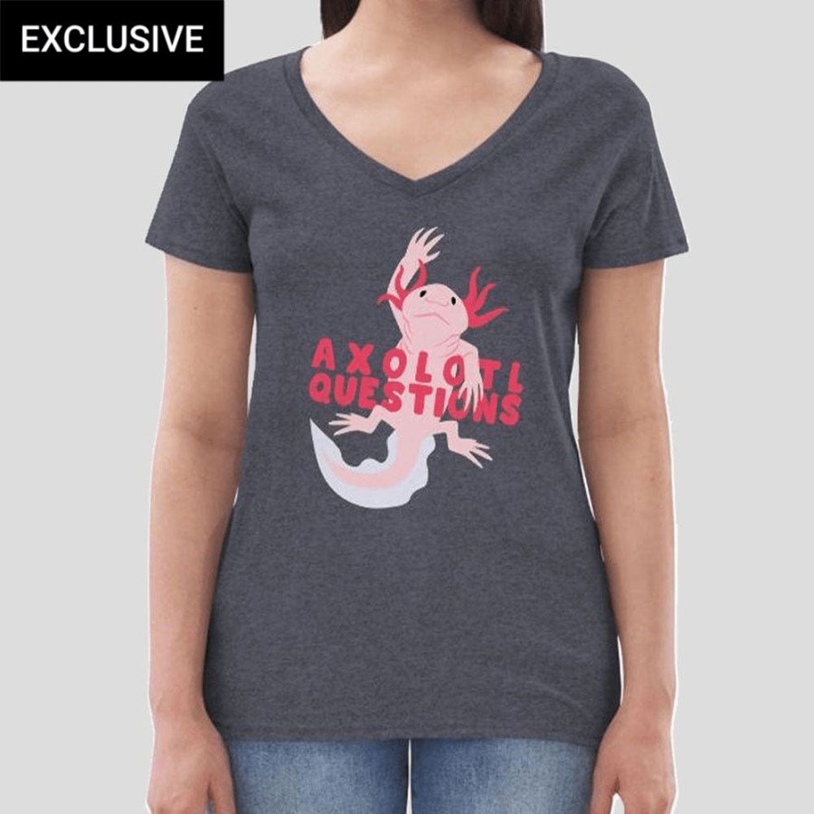 Adults * | Svaha Apparel Axolotl Questions Custom Recycled V-Neck T-Shirt