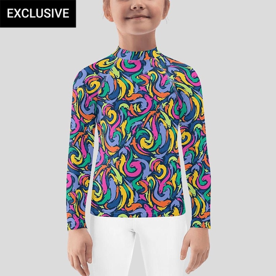 Kids & Babies * | Svaha Apparel Koi Pond Custom Kids Rash Guard Kids & Babies