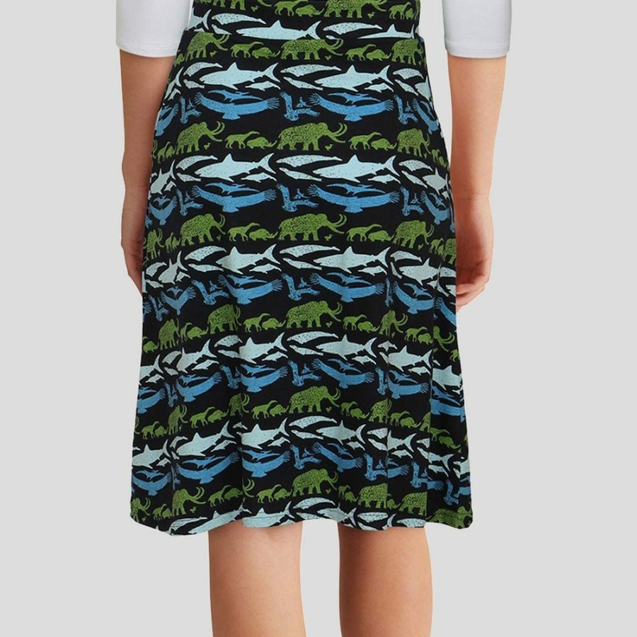 Adults * | Brothers Knit Garments Extinct Animals A-Line Skirt Black And Multicolored