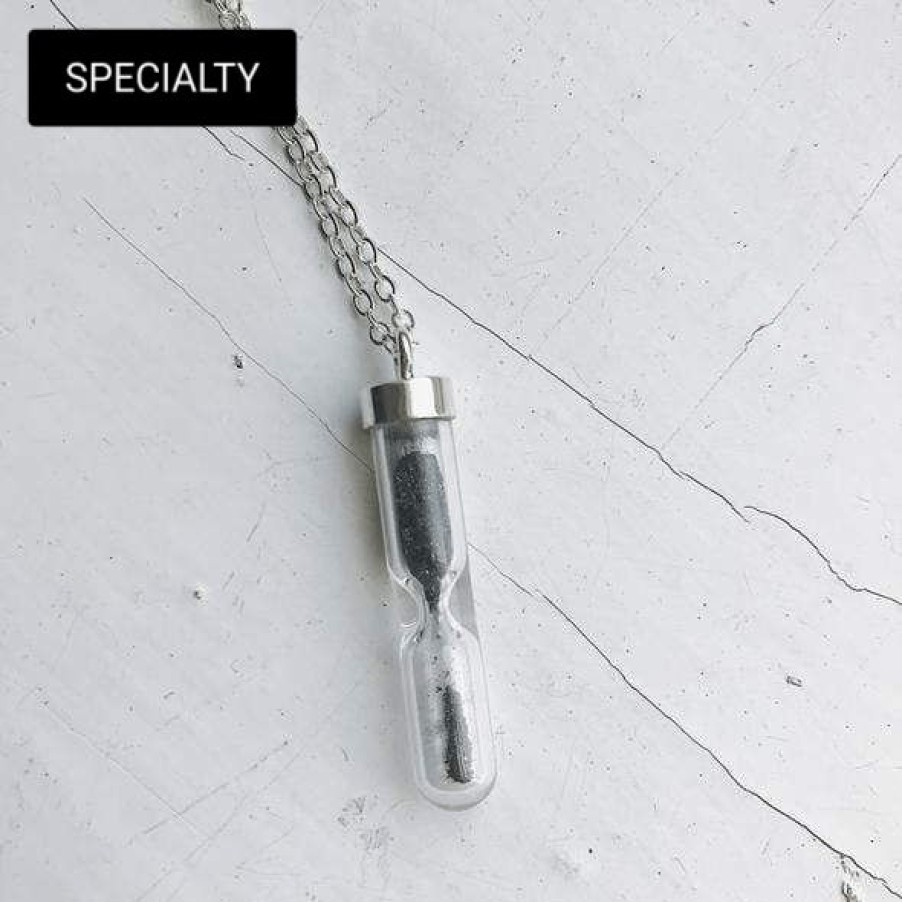 Accessories * | Yugen Tribe Accessories Space Time Hourglass Necklace With Meteorite Dust Silver