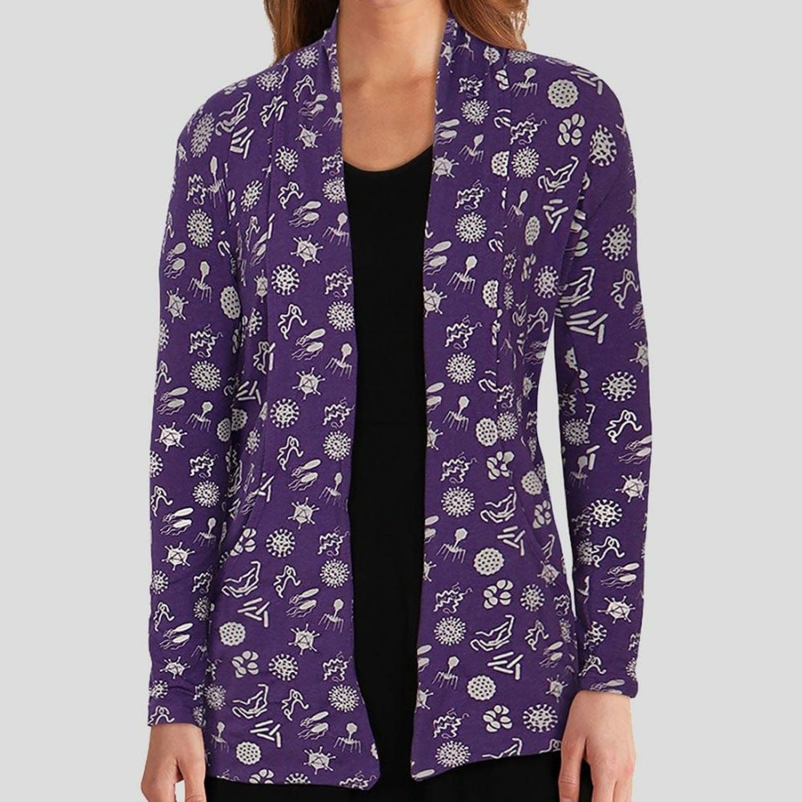 Adults * | Brothers Knit Garments Bacteria And Viruses Burnout Cardigan Purple