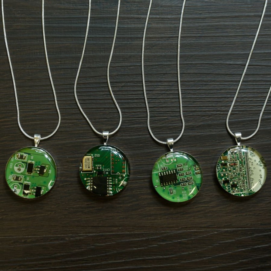 Accessories * | Because Science Green Circuit Board Necklace Accessories