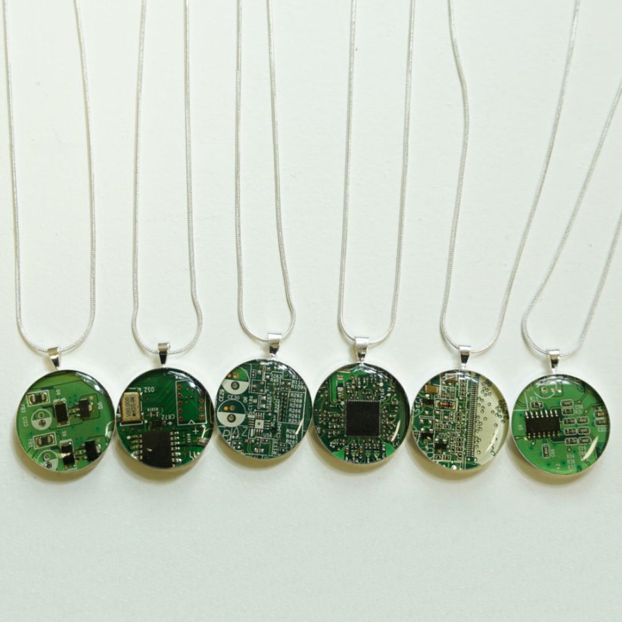 Accessories * | Because Science Green Circuit Board Necklace Accessories