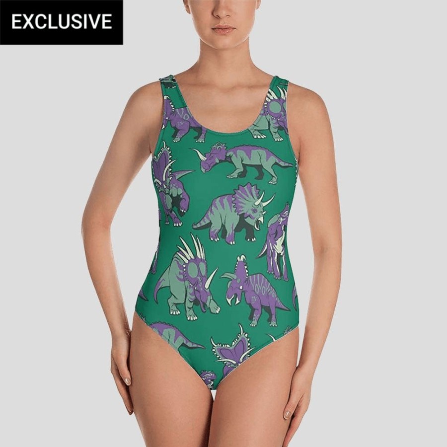 Kids & Babies * | Svaha Apparel Ceratopsids Custom One-Piece Swimsuit Underwear & Swimwear