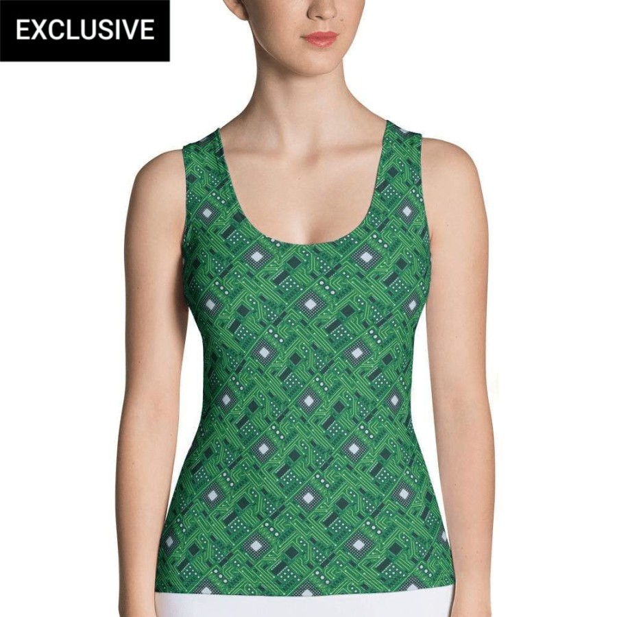 Adults * | Svaha Apparel Tops Green Circuit Board Custom Tank Top