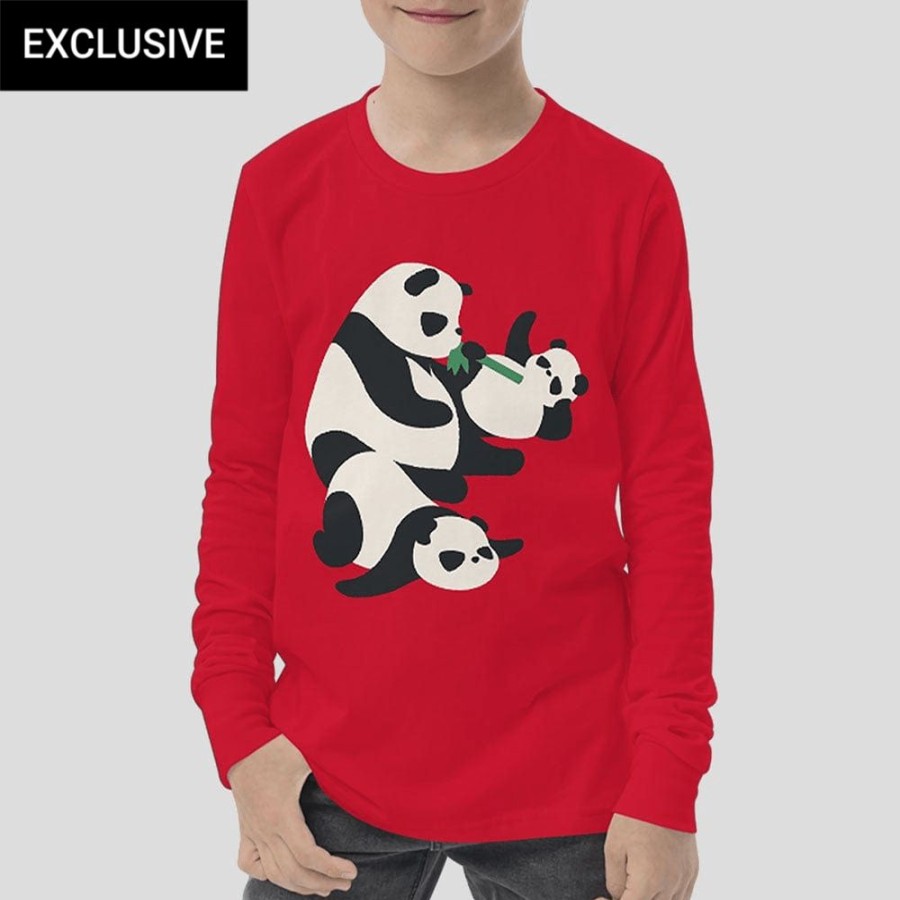 Kids & Babies * | Svaha Apparel Panda Panda Panda Custom Long Sleeve Kids T-Shirt