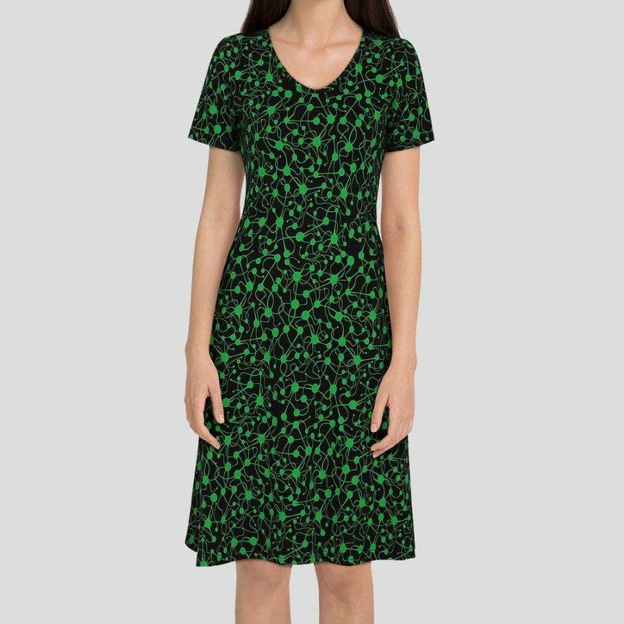 Adults * | Brothers Knit Garments Neurons Glow-In-The-Dark Katherine Dress Adults Black And Green