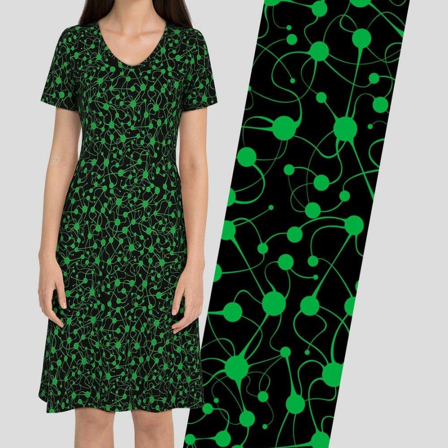 Adults * | Brothers Knit Garments Neurons Glow-In-The-Dark Katherine Dress Adults Black And Green