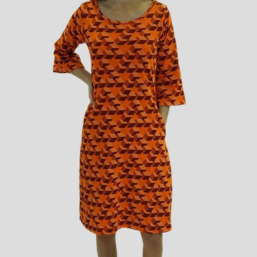 Adults * | Brothers Knit Garments Reutersvard Triangle Curie Dress [Final Sale] Adults Orange