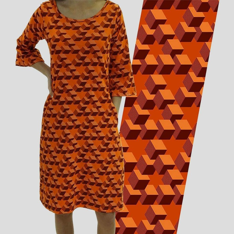 Adults * | Brothers Knit Garments Reutersvard Triangle Curie Dress [Final Sale] Adults Orange