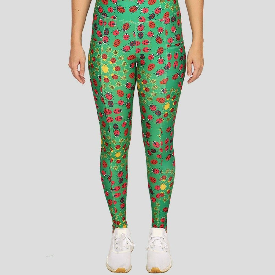 Adults * | Yiwu Guanli Clothing Limited Ladybugs Adults Leggings With Pockets Green