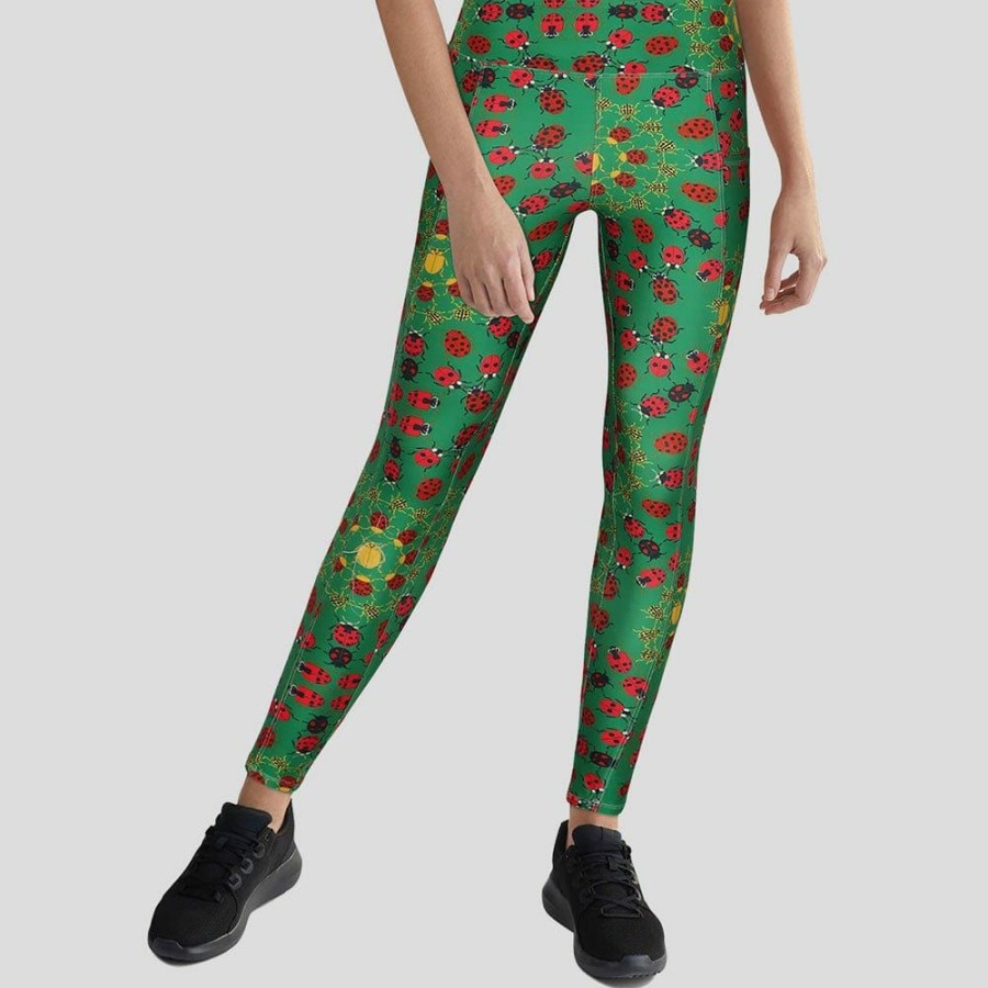 Adults * | Yiwu Guanli Clothing Limited Ladybugs Adults Leggings With Pockets Green