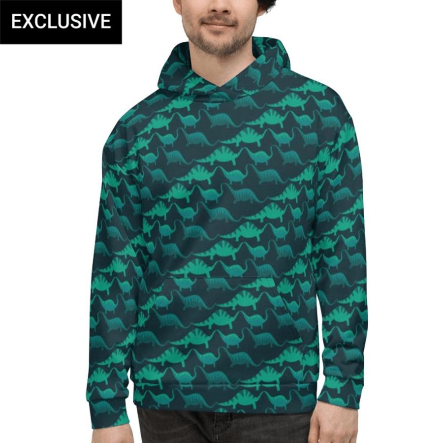 Adults * | Svaha Apparel Dinosaur Waves Custom Unisex Hoodie Cardigans & Hoodies