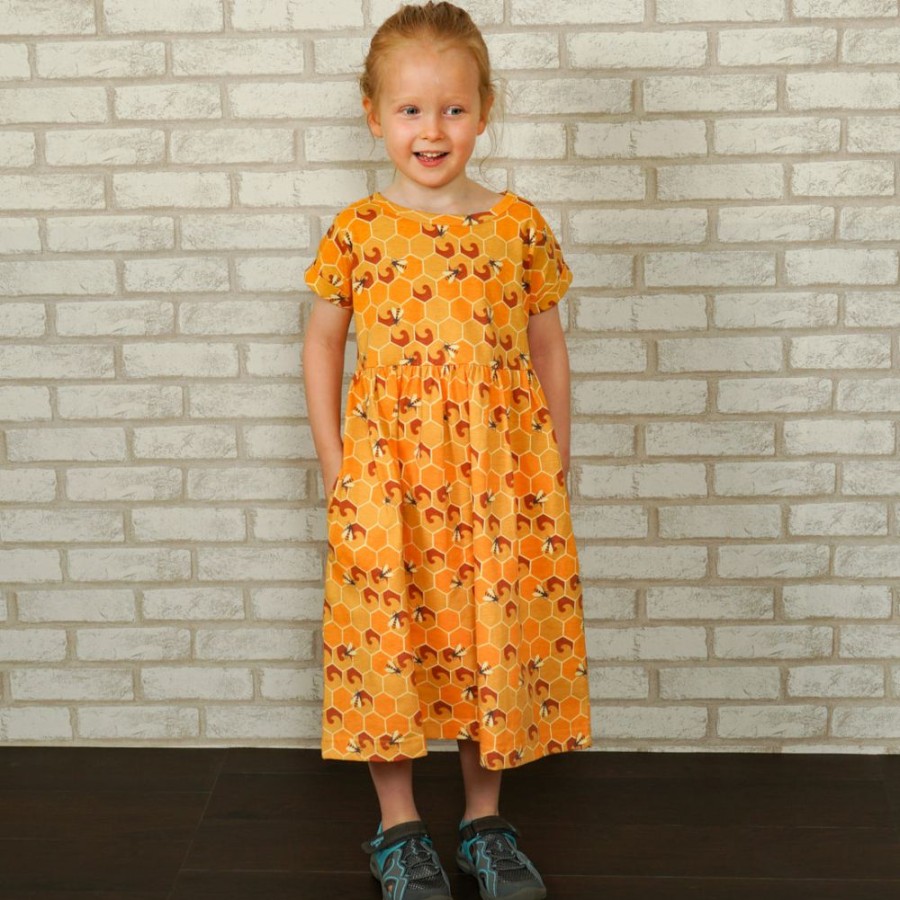 Kids & Babies * | Kustomyze Ideas Pvd Ltd (Pre-Order) Honeycomb Kids Dress New Orange