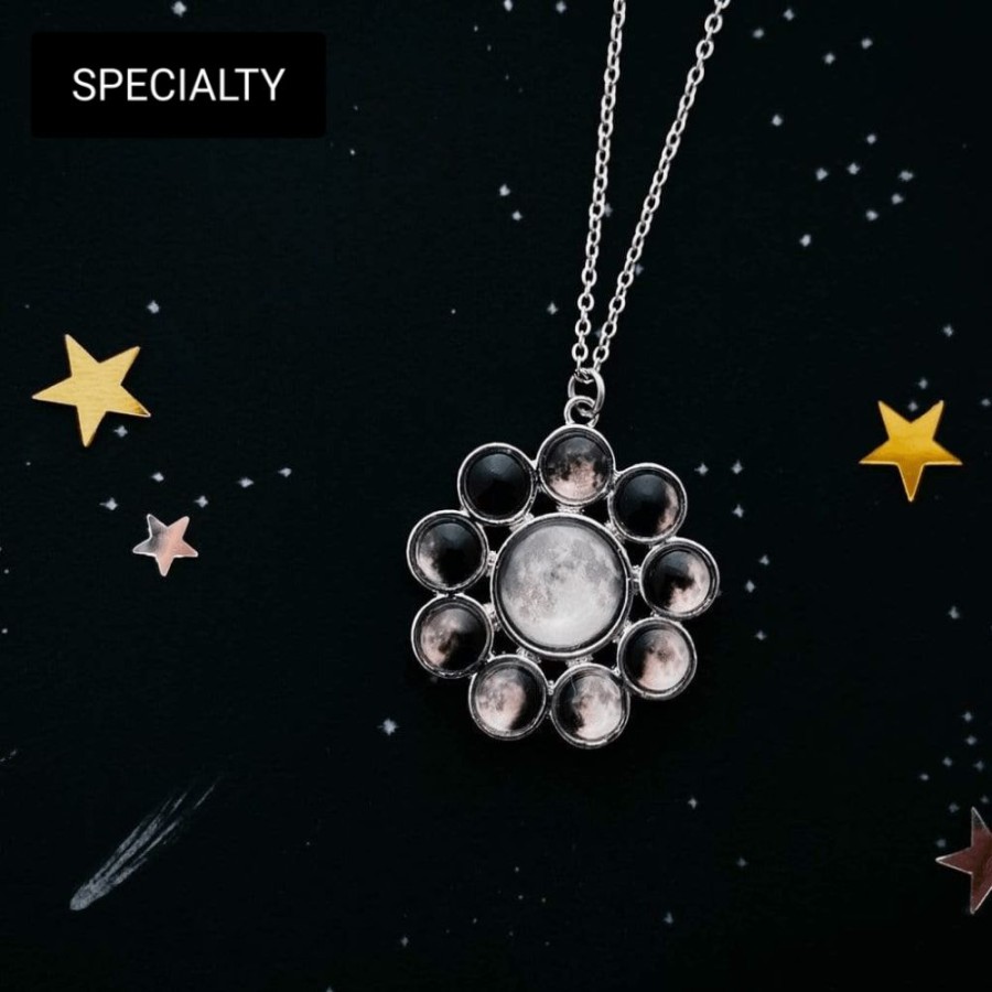 Accessories * | Yugen Tribe Moon Phase Halo Pendant Necklace