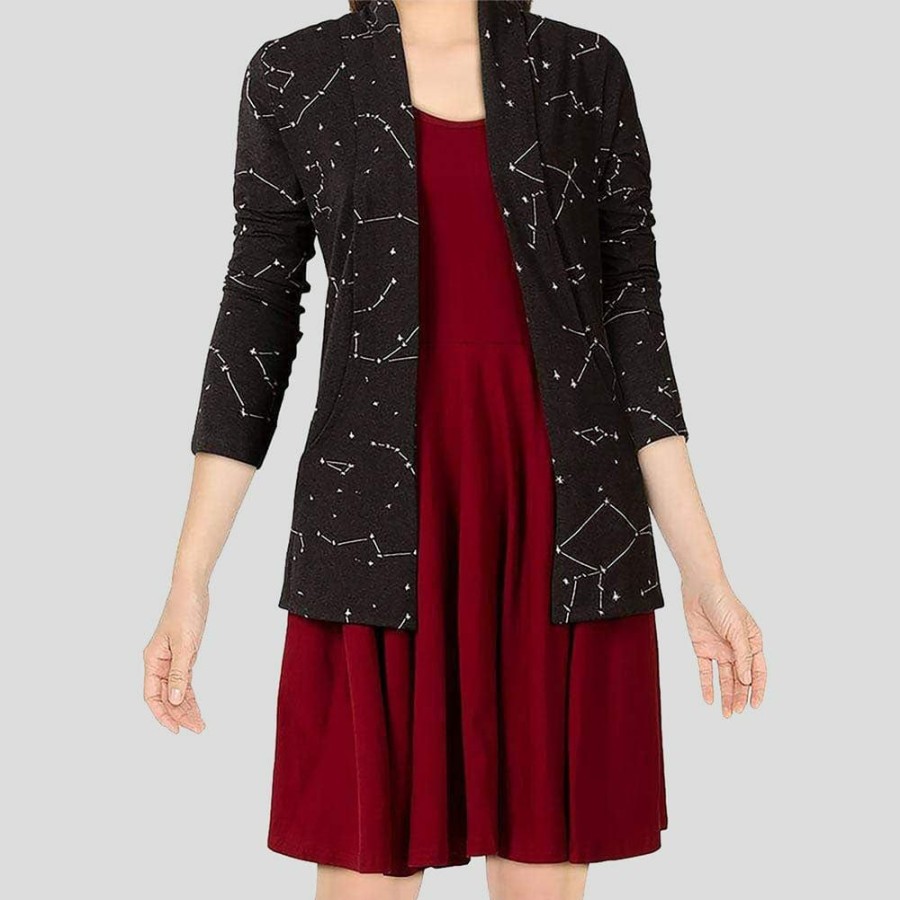 Adults * | Brothers Knit Garments Constellations Burnout Cardigan Black