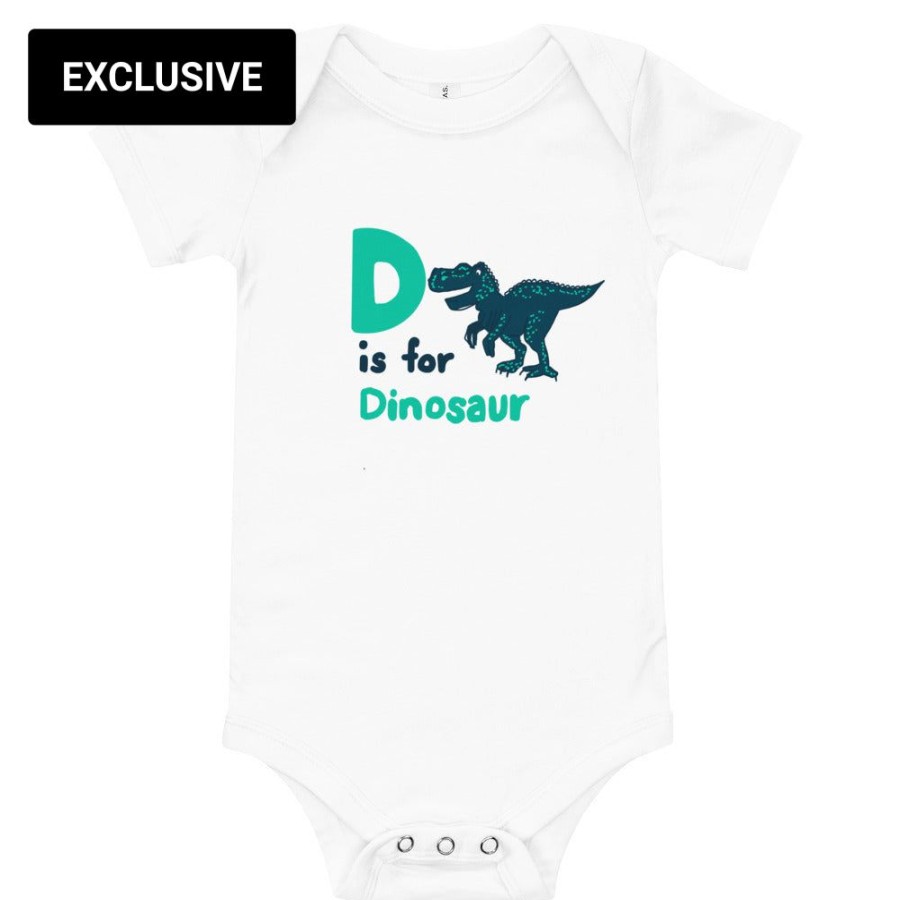 Kids & Babies * | Svaha Apparel Babies D For Dinosaur Custom Baby Bodysuit