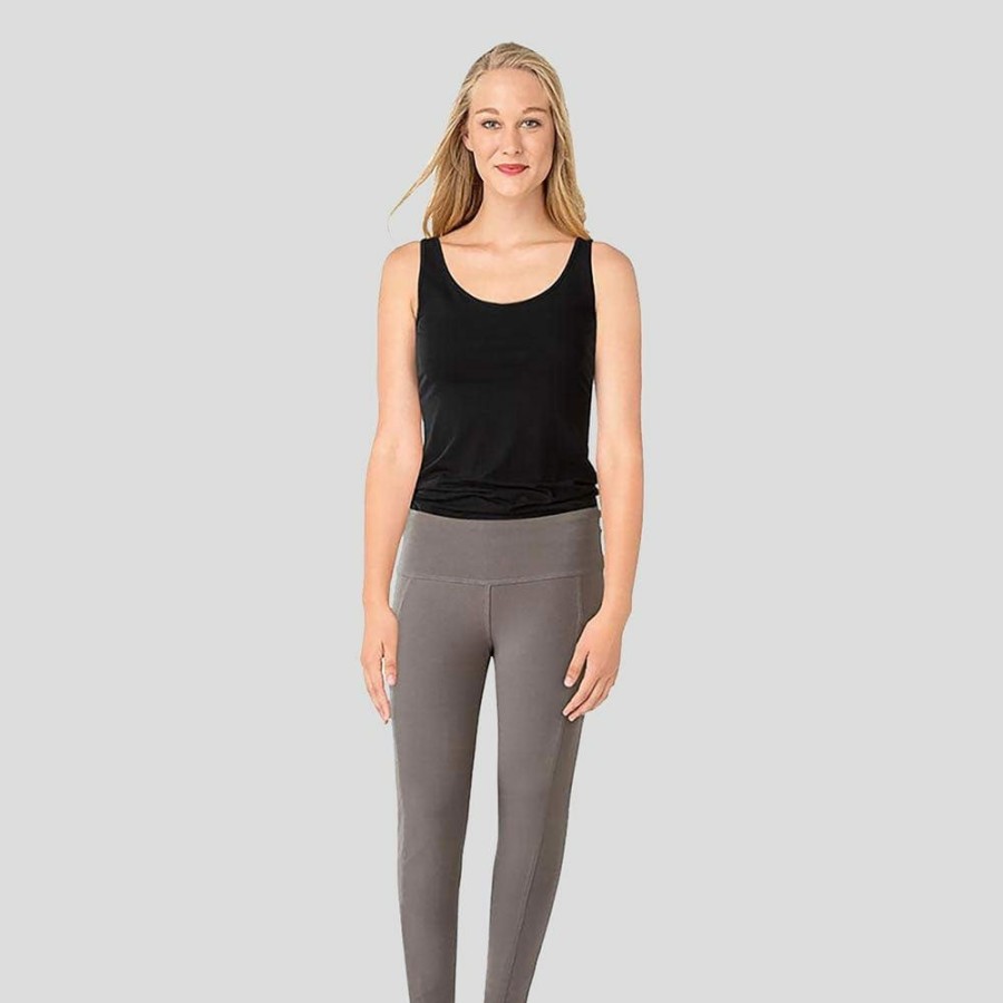 Adults * | Stretch Garments Adults Athletic Fit Leggings With Pockets Granite Grey