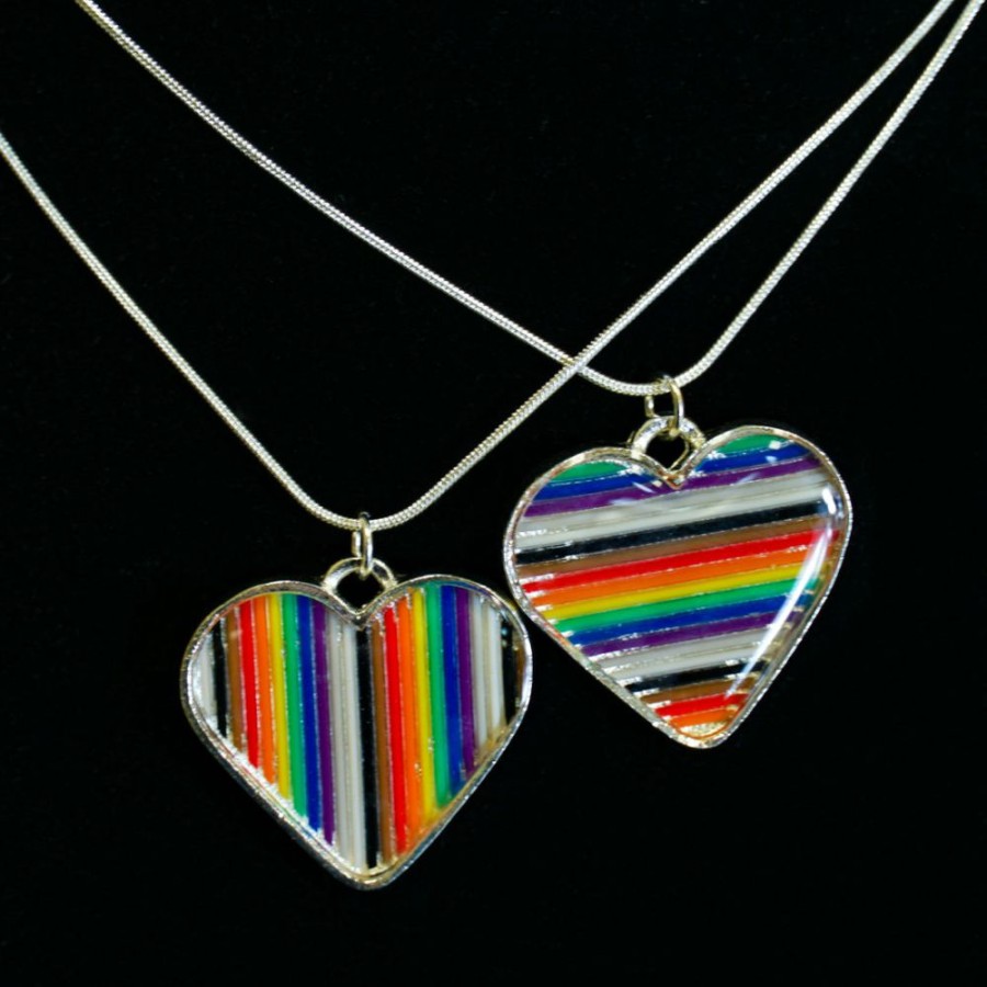 Accessories * | Because Science Accessories Rainbow Ribbon Cable Heart Necklace