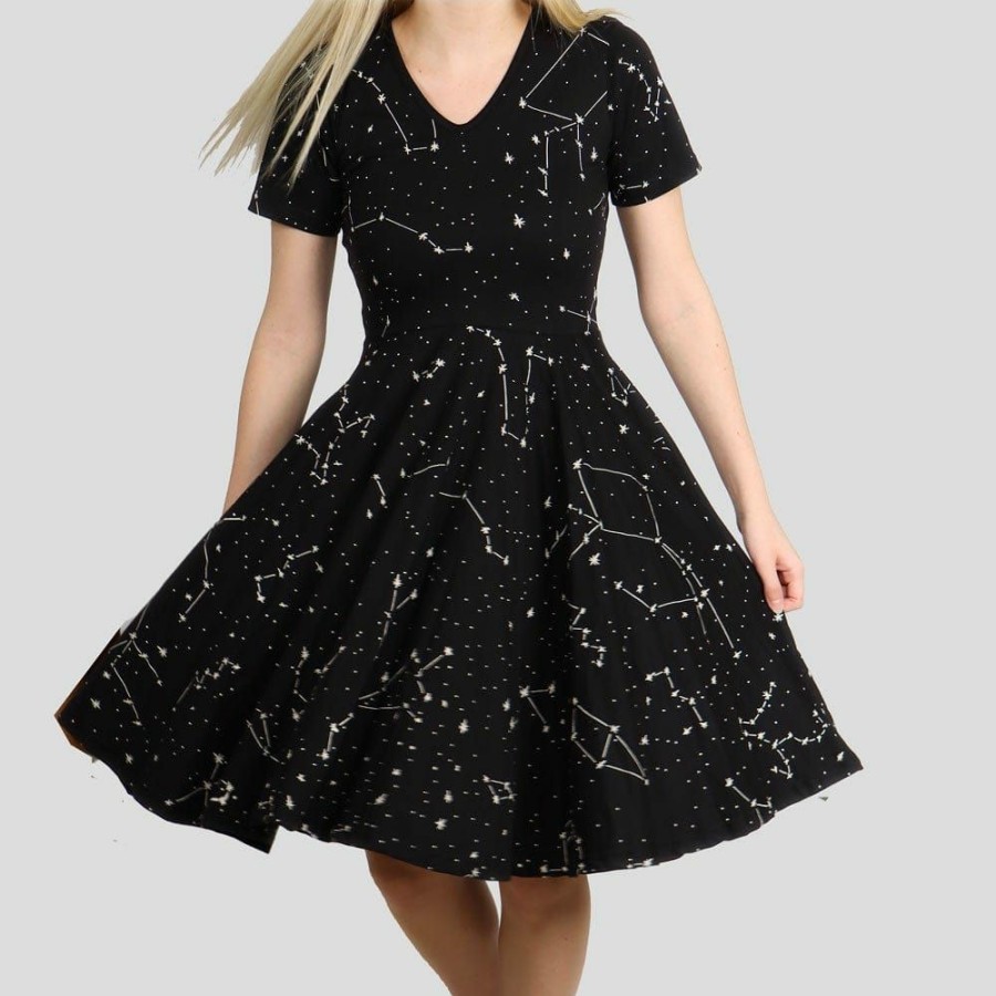 Adults * | Brothers Knit Garments Constellations Glow-In-The-Dark Rachel Dress Black