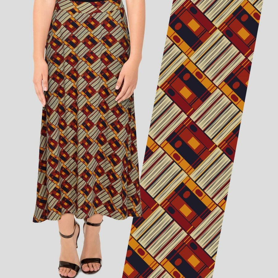 Adults * | Brothers Knit Garments Adults Lost In Book Stacks Maxi Skirt [Final Sale] Multicolored