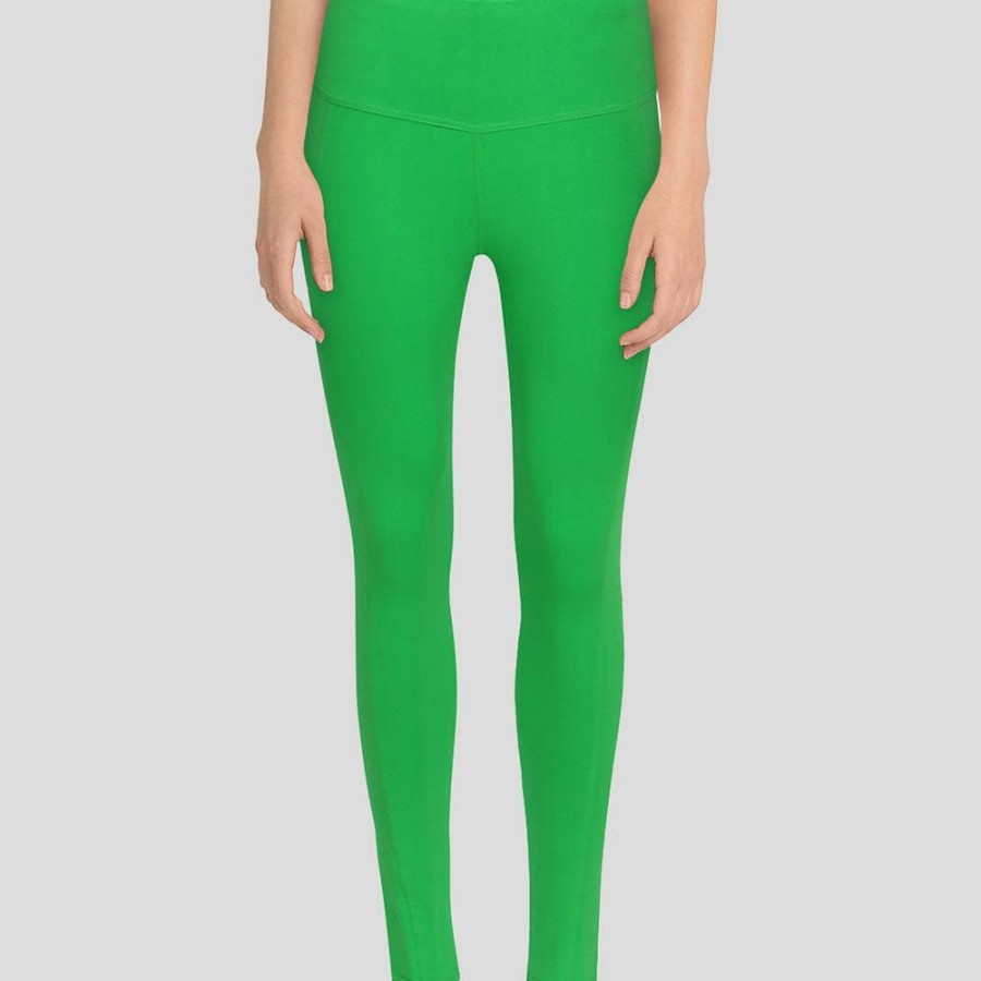 Adults * | Stretch Garments Light Green Adults Athletic Fit Leggings With Pockets [Final Sale]