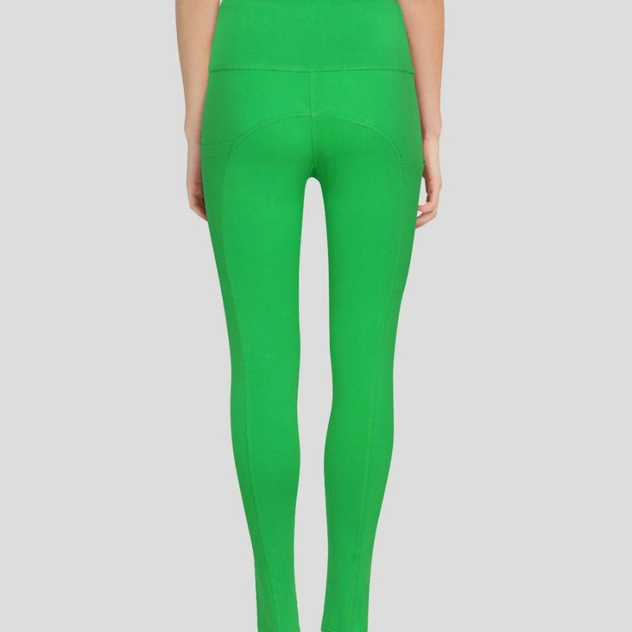 Adults * | Stretch Garments Light Green Adults Athletic Fit Leggings With Pockets [Final Sale]