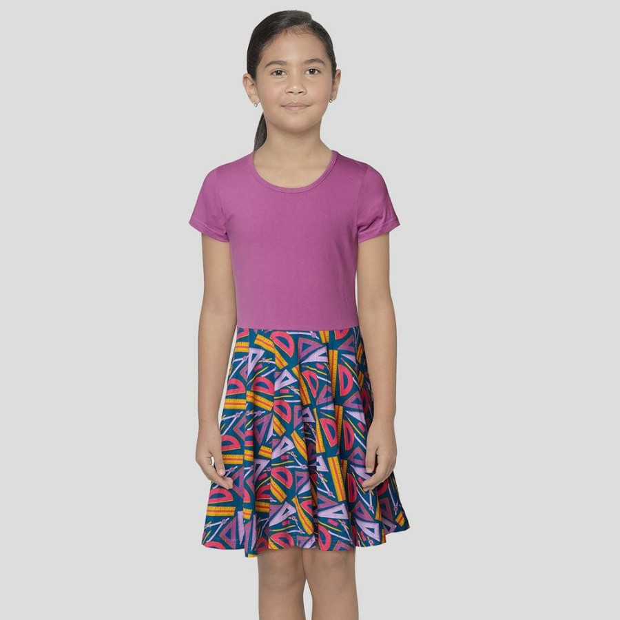 Kids & Babies * | Brothers Knit Garments Geometry Instruments Kids Twirl Dress [Final Sale] Multicolored