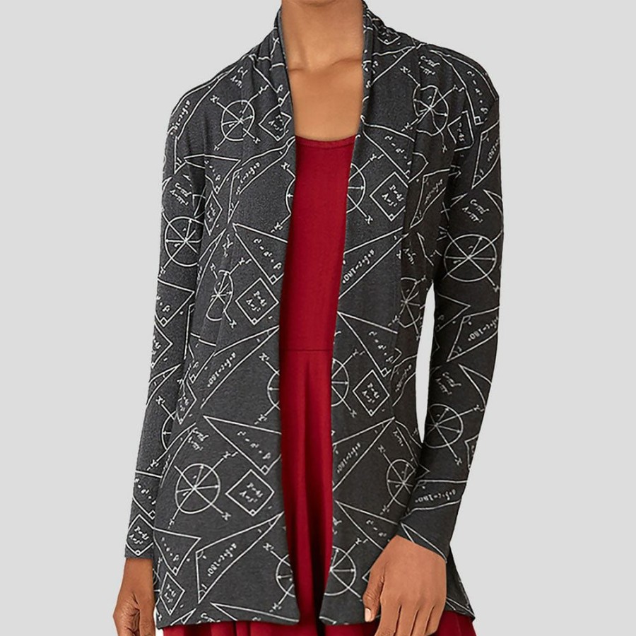 Adults * | Brothers Knit Garments Adults Geometry Burnout Cardigan Dark Grey