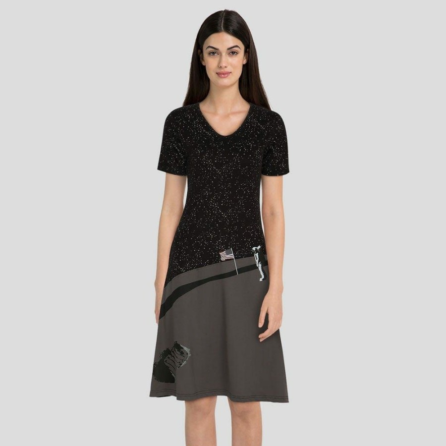 Adults * | Brothers Knit Garments Moon Landing Glow-In-The-Dark Katherine Dress Black