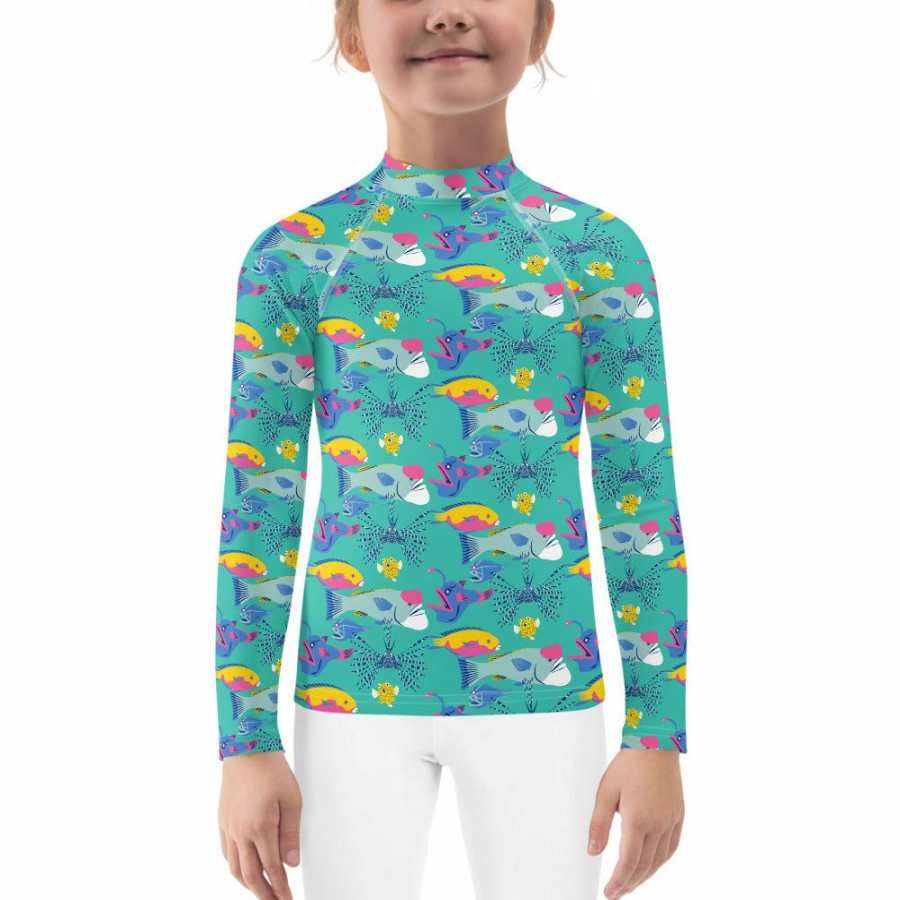 Kids & Babies * | Svaha Apparel Fintastic Friends Custom Kids Rash Guard Matching Family Sets