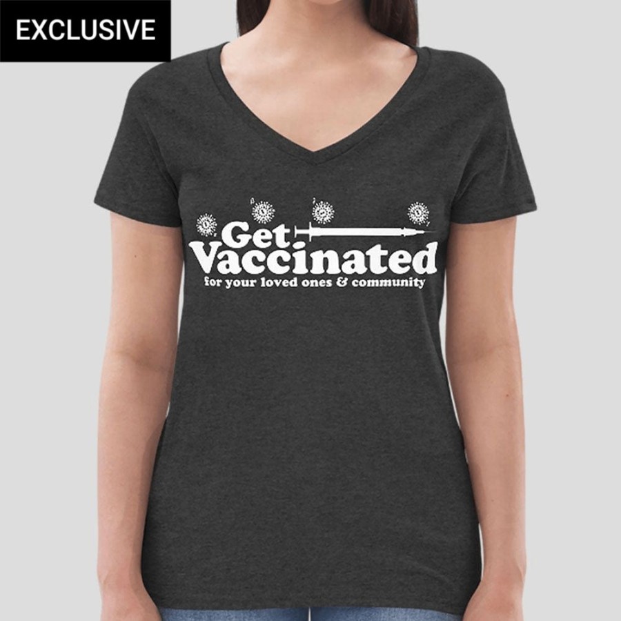 Adults * | Svaha Apparel T-Shirts Get Vaccinated Custom Recycled V-Neck T-Shirt