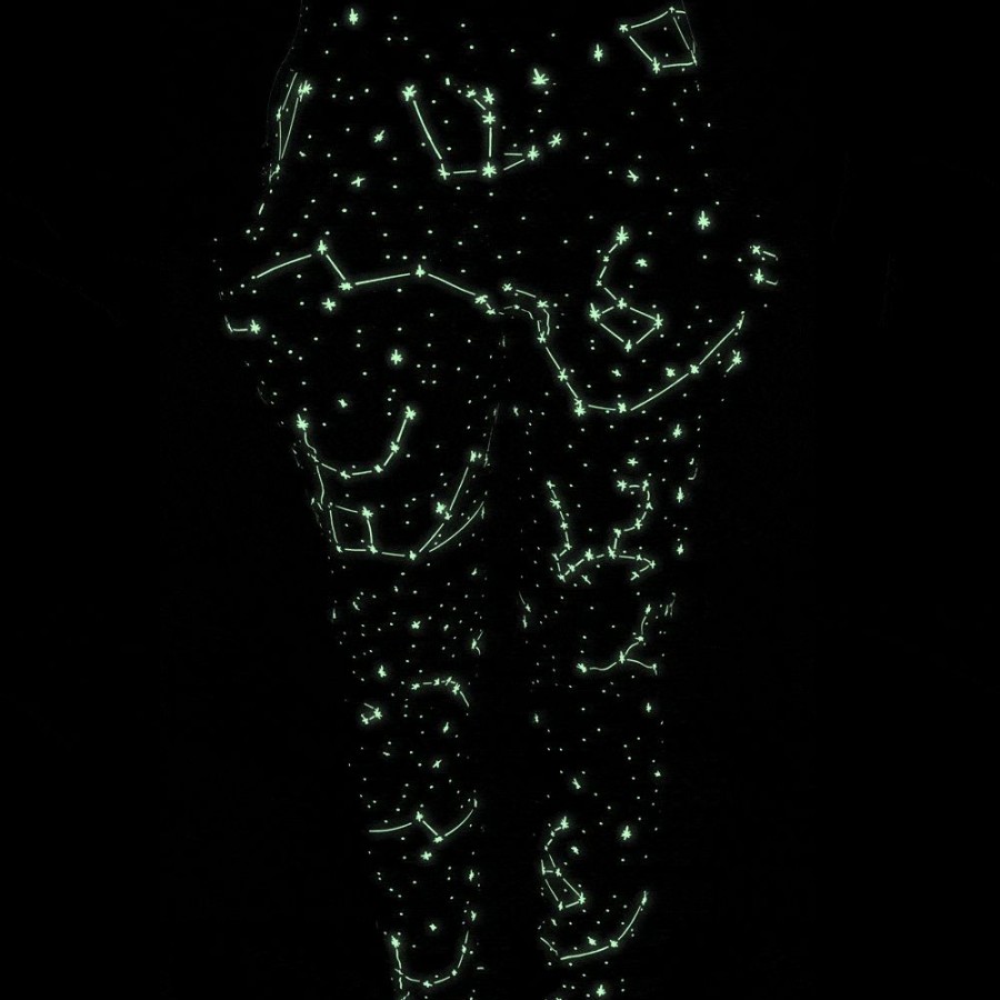 Adults * | Brothers Knit Garments Constellations Glow-In-The-Dark Adults Cotton Leggings With Pockets Black